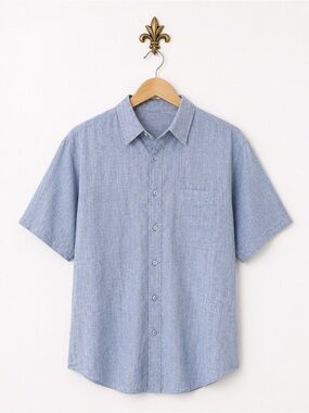 Ottimo Italian vintage short Sleeve Linen Blend L Button Down L